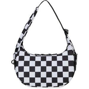 Women'S Checkered Crescent Shoulder Bag Nylon Small Purse Hobo Clutch